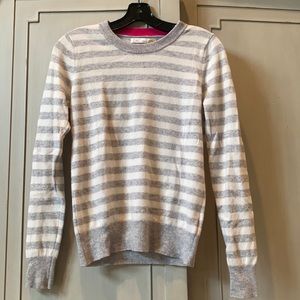 C&C California Cashmere Sweater Gray Ivory Stripe Medium EUC